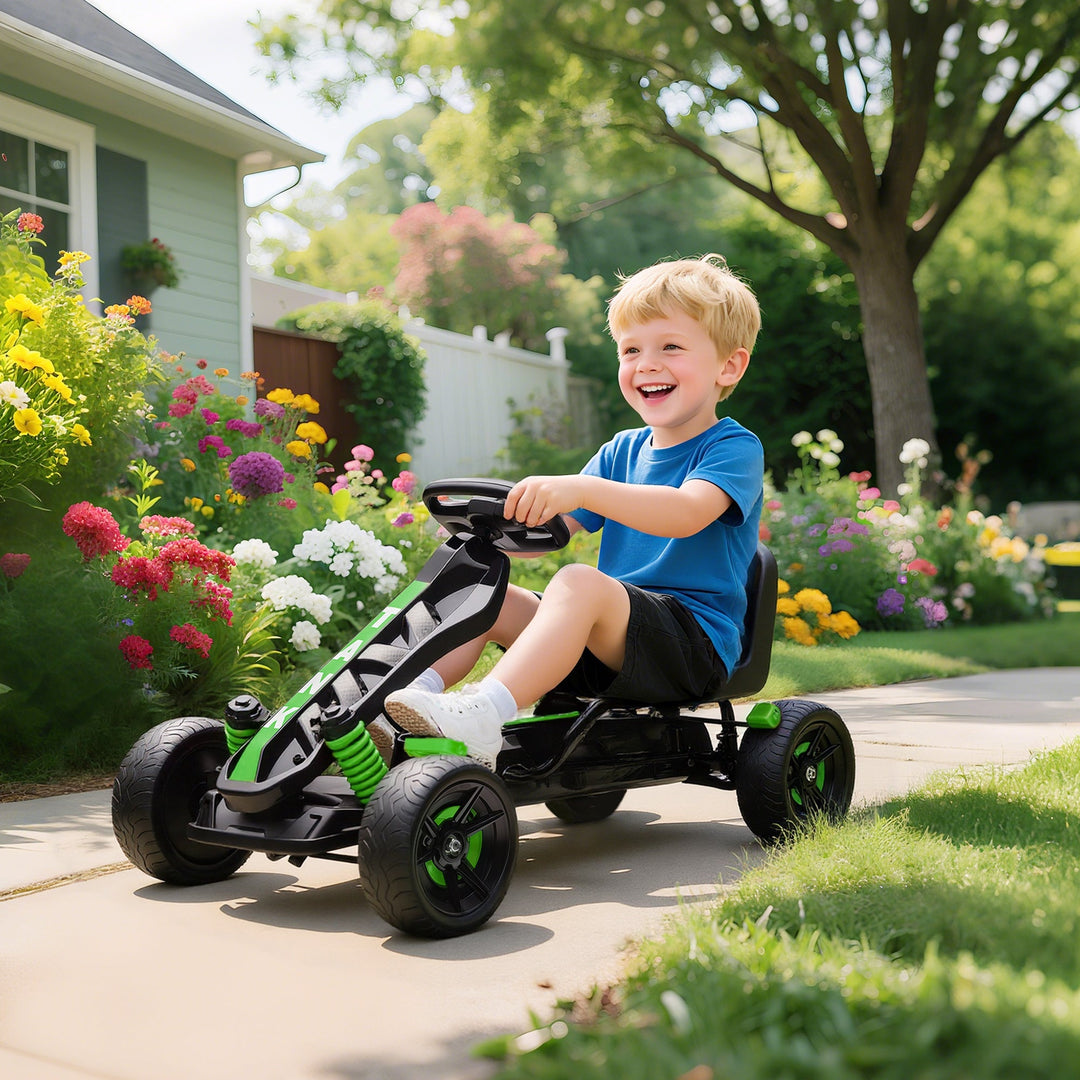 Kids Pedal Go Kart with Clutch, Brake and Reverse, Ages 3 to 6, Green