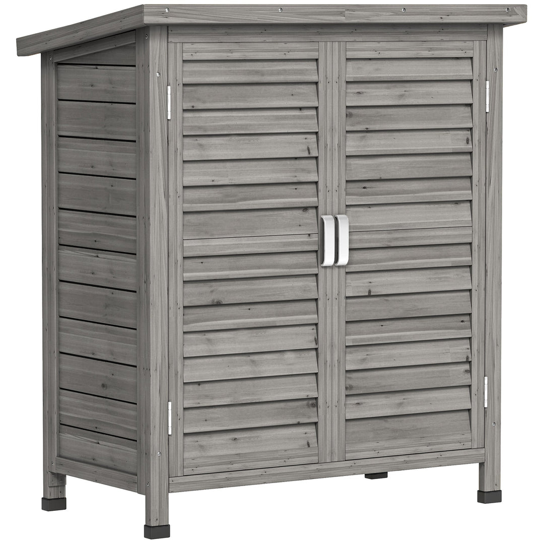 MCL Garden Shed Wooden Garden Storage Shed 2 Door Unit Solid Fir Wood Garage Tool Organisation Cabinet, 87L x 46.5W x 96.5Hcm