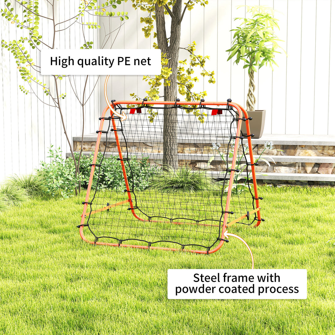 Double Sided Football Rebounder Net, Football Rebound Goal with Five Adjustable Angles, Orange