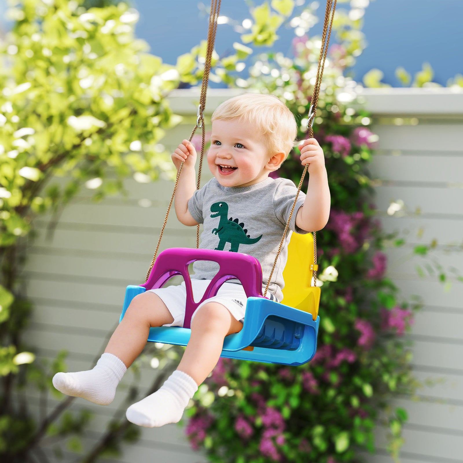 3 in 1 Detachable Kids Swing Seat with Seatbelt, Adjustable Rope for I