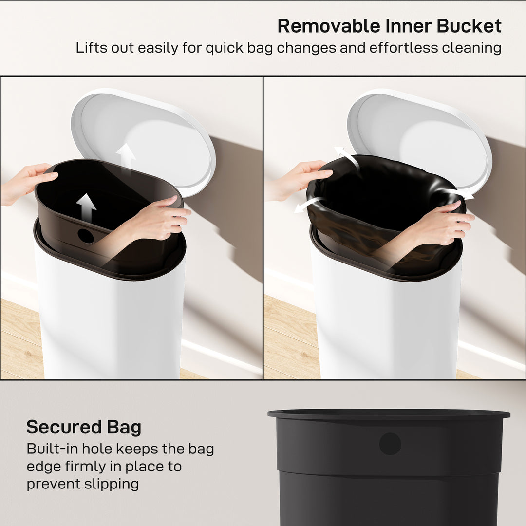 30 L Modern Curved Kitchen Bin - White