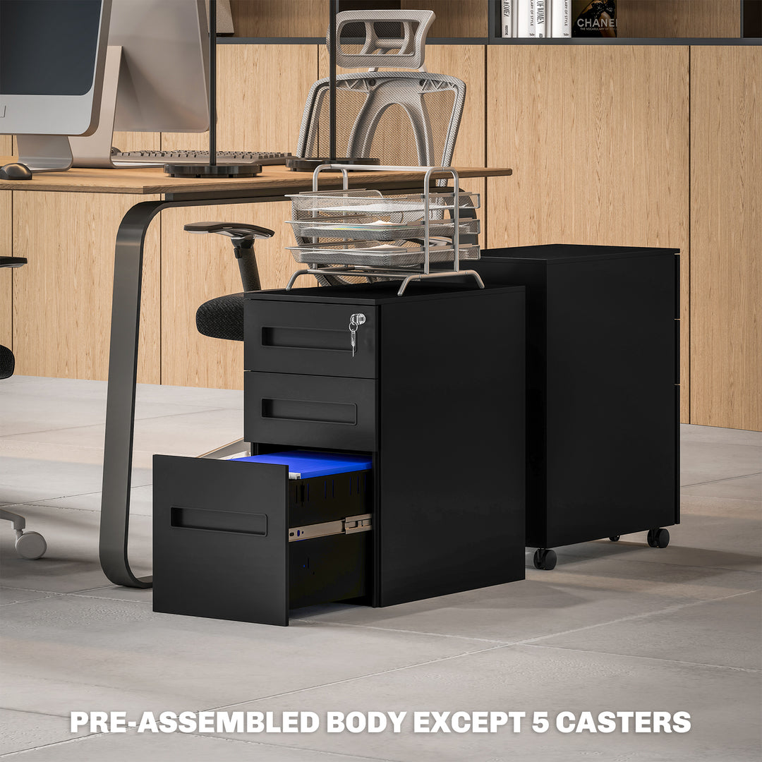 Three-Drawer Steel Filing Cabinet - Black