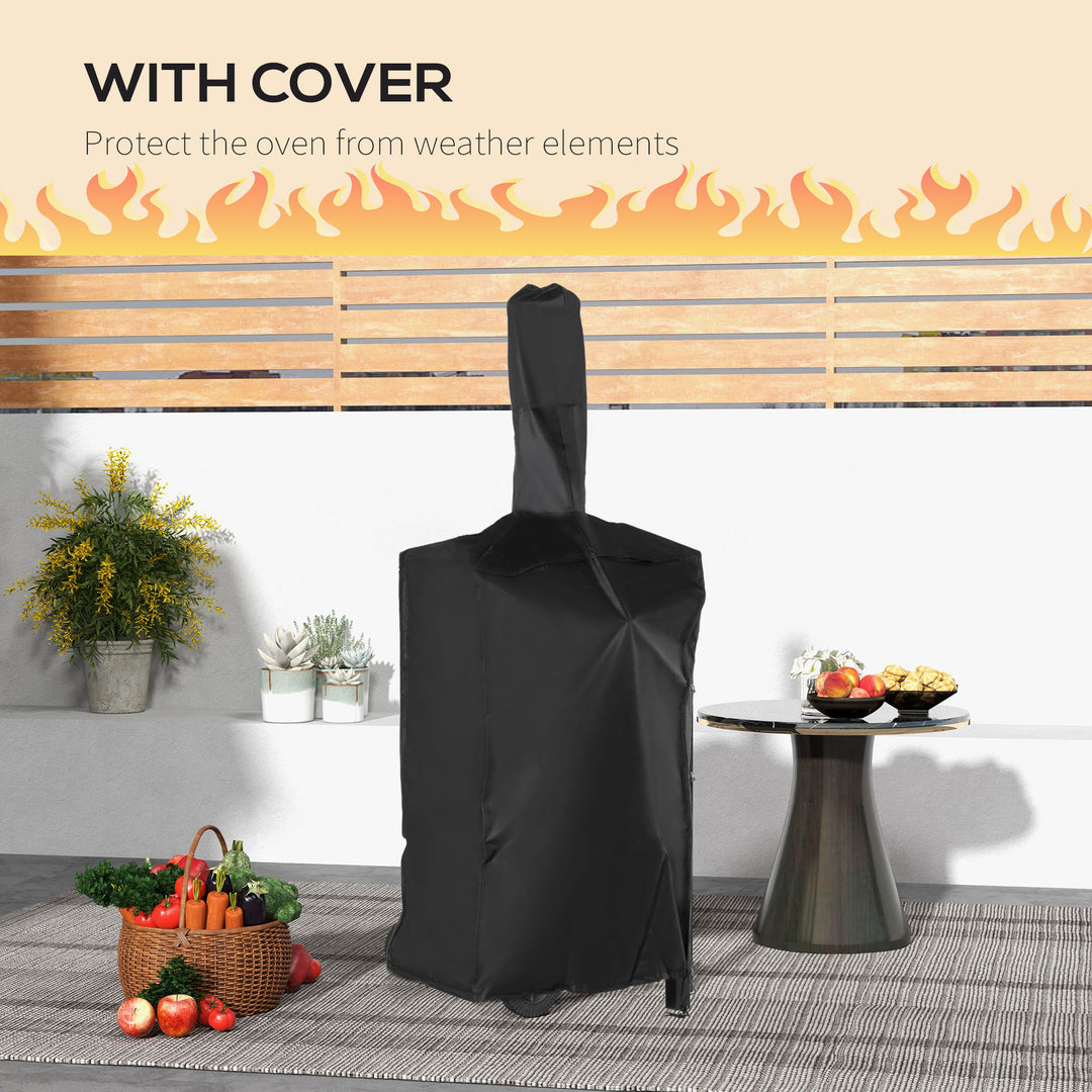 Steel 3-Tier Outdoor Pizza Oven Charcoal BBQ Grill, Black