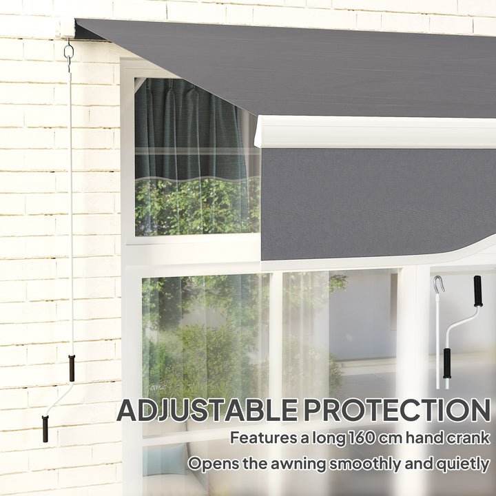 2 x 2.5m Manual Retractable Awning - Dark Grey