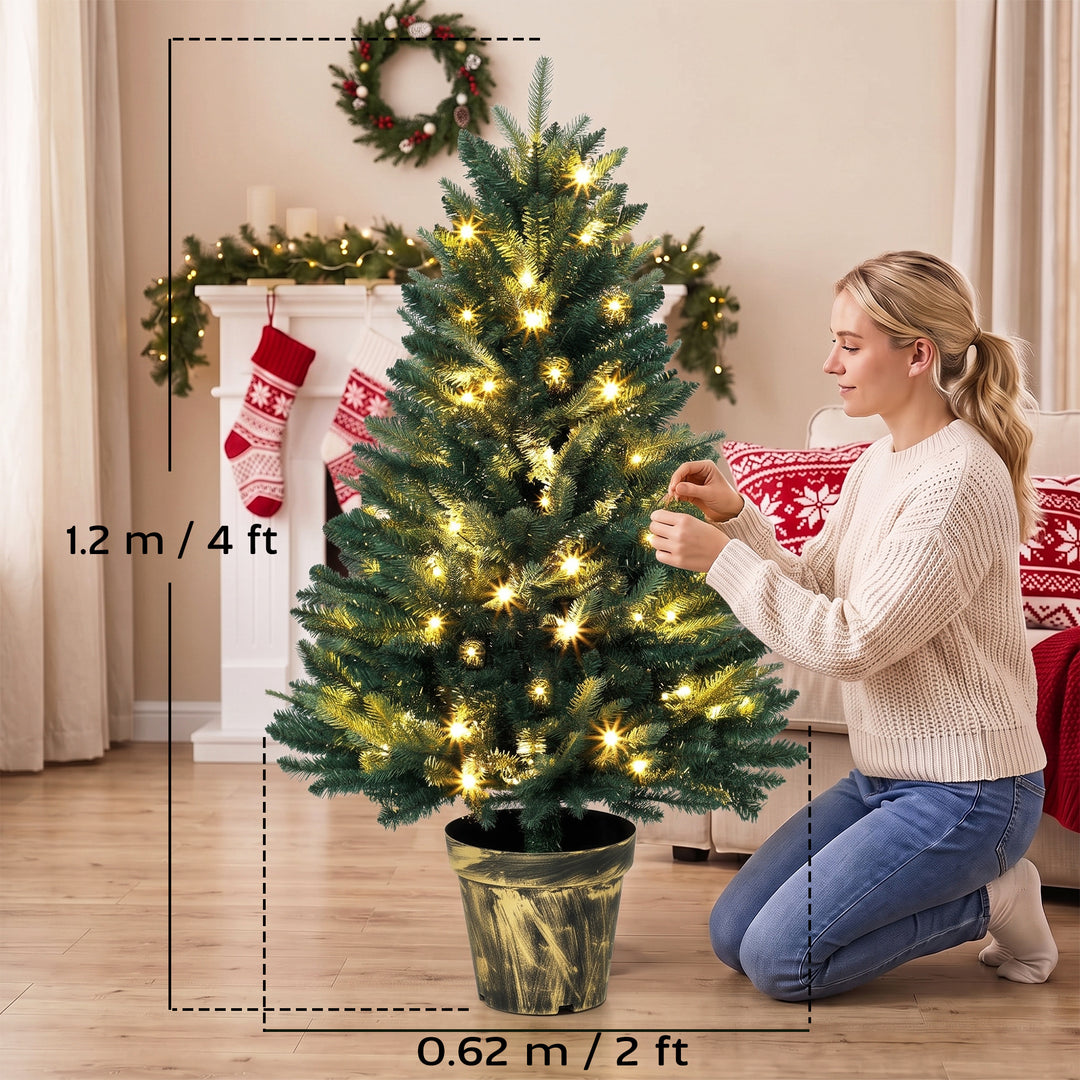 Realistic Xmas Tree, 4ft Prelit Artificial Christmas Tree with 80 - view 3