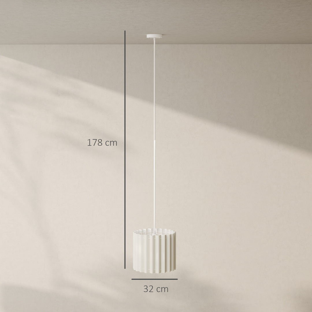 Linen Pendant Light, Modern Wave Ceiling Light Shade, E27 Lampshade for Living Room, Bedroom, Kitchen, Hallway, White