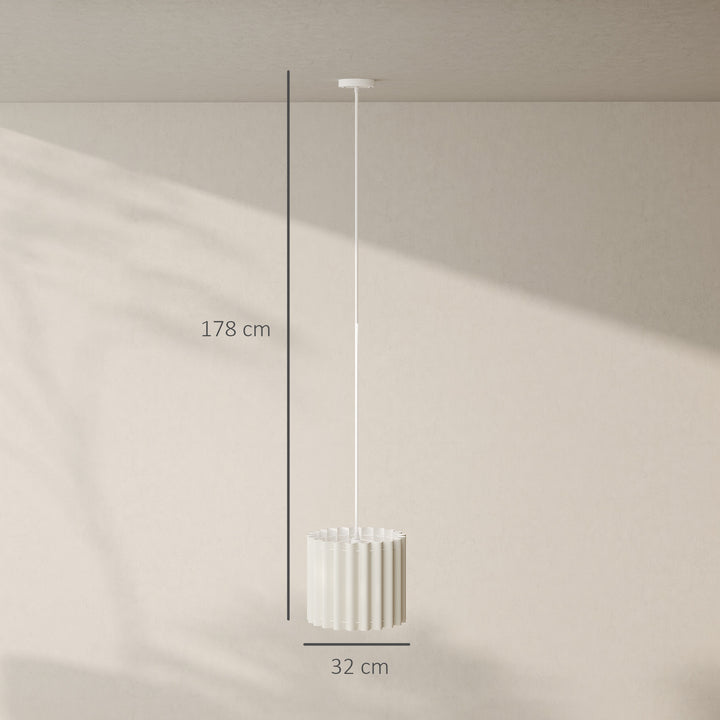 Linen Pendant Light, Modern Wave Ceiling Light Shade, E27 Lampshade for Living Room, Bedroom, Kitchen, Hallway, White