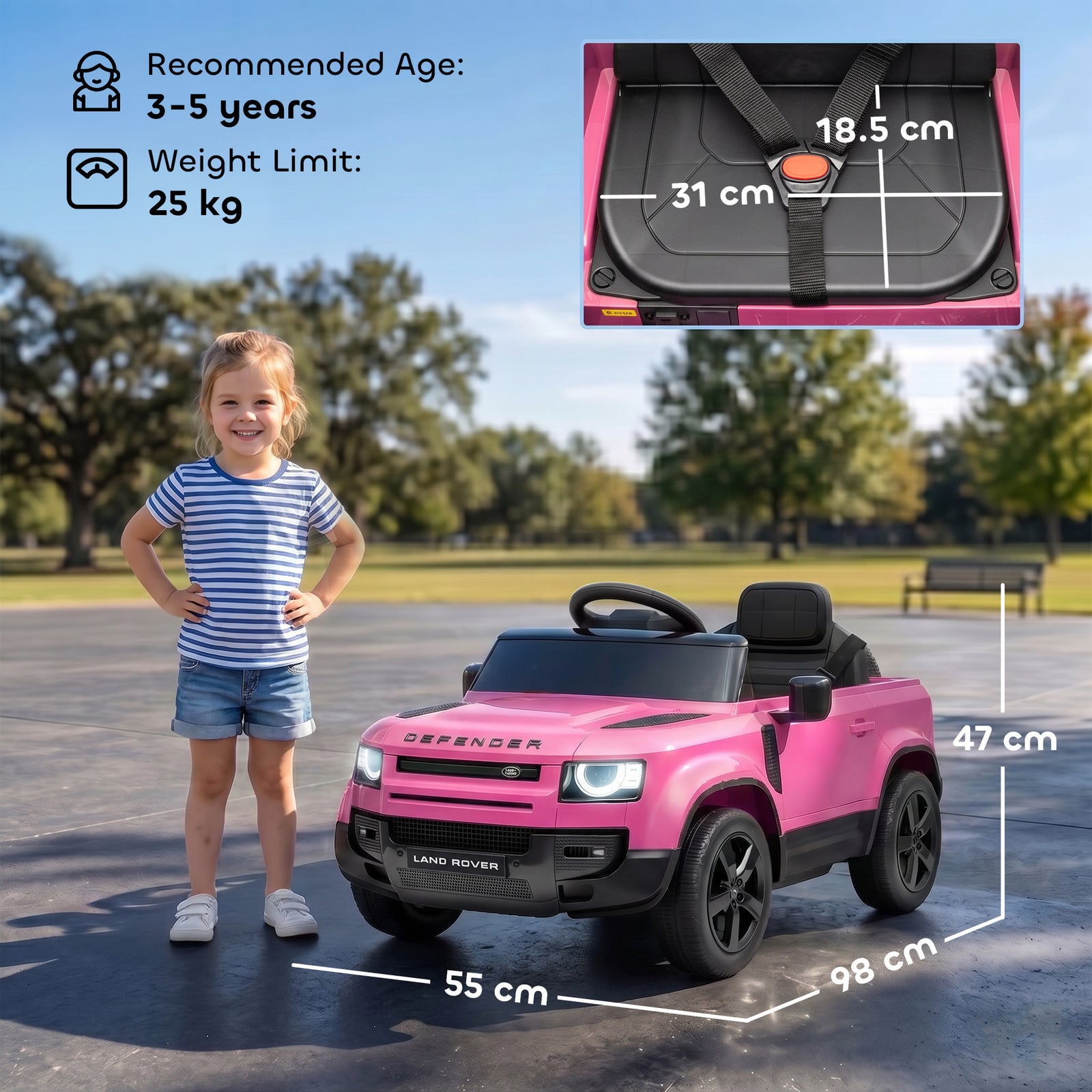 Land Rover Licensed 12V Kids Ride on Car with Remote, Suspension, Slow