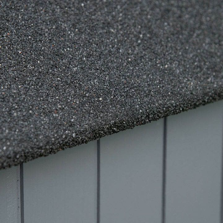 MCL Garden Outdoor Storage Shed Outdoor Tool Shed with 3 Shelves and Tilt Roof, 129x51.5x180cm, Grey