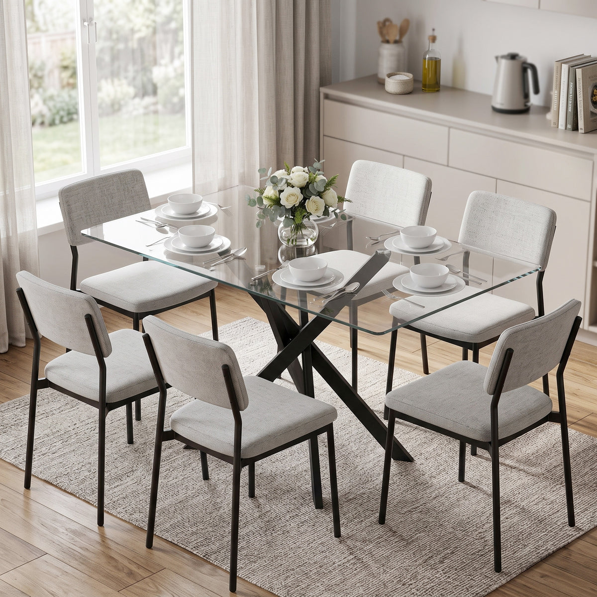 Rectangular Dining Table for 6 People, 120cm Modern Kitchen Table - view 2