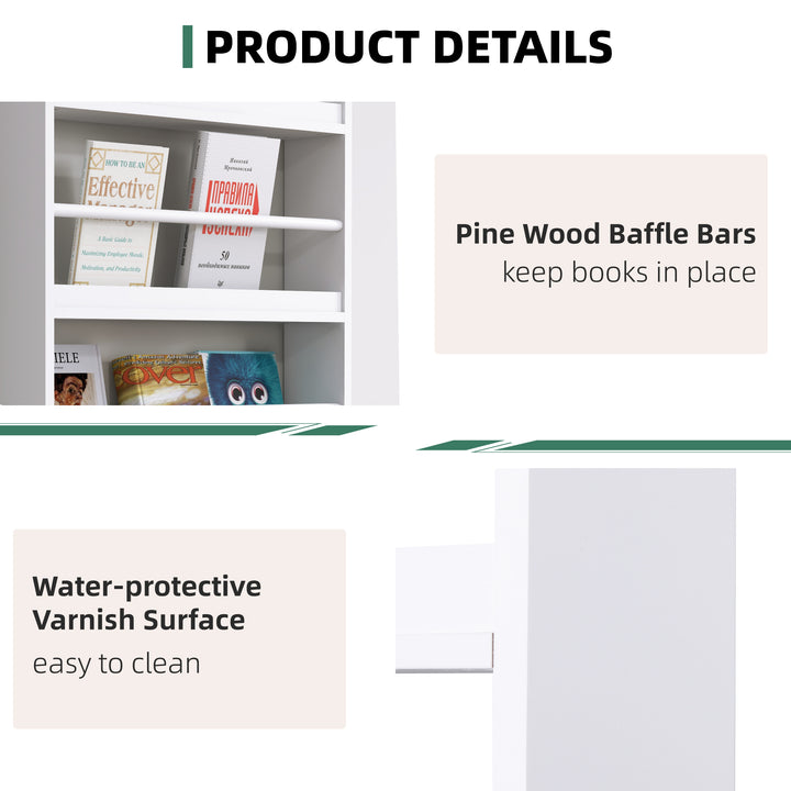 MCL Bookcase, 4 Tier Wall Mounted Bookshelf, 15cm Depth Storage Shelving Rack for Bedroom Nursery Office Home, Accessories Supplies, White