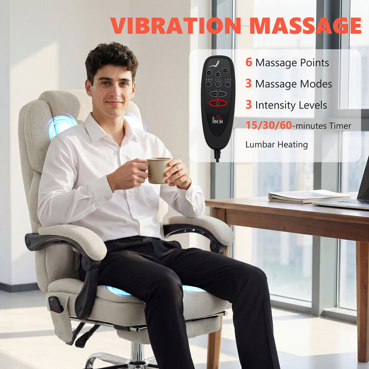 Office Chair with 6-point Vibration Massage and Heat, Fabric Desk Chai