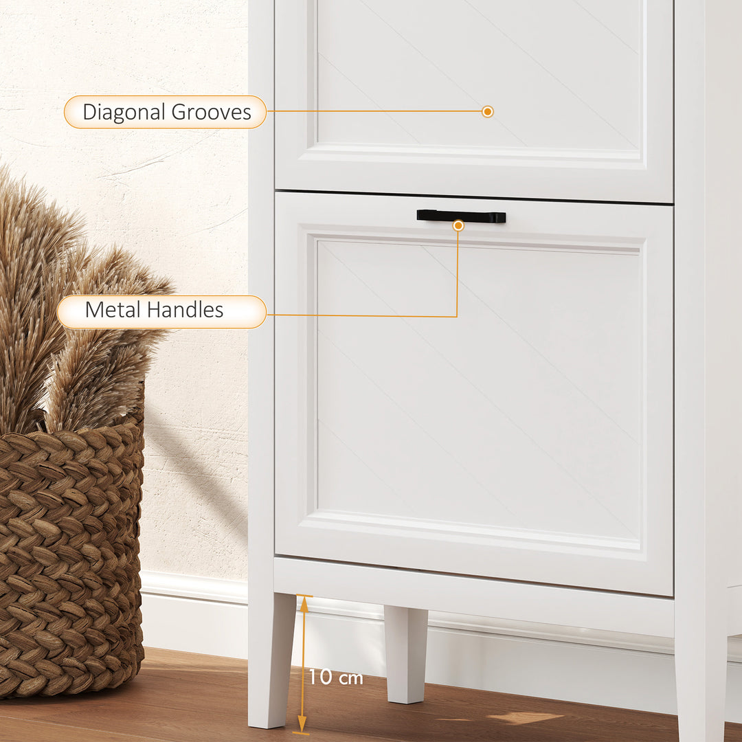 Shoe Cabinet with 2 Flip Drawers, Farmhouse Narrow Shoe Storage Cabine