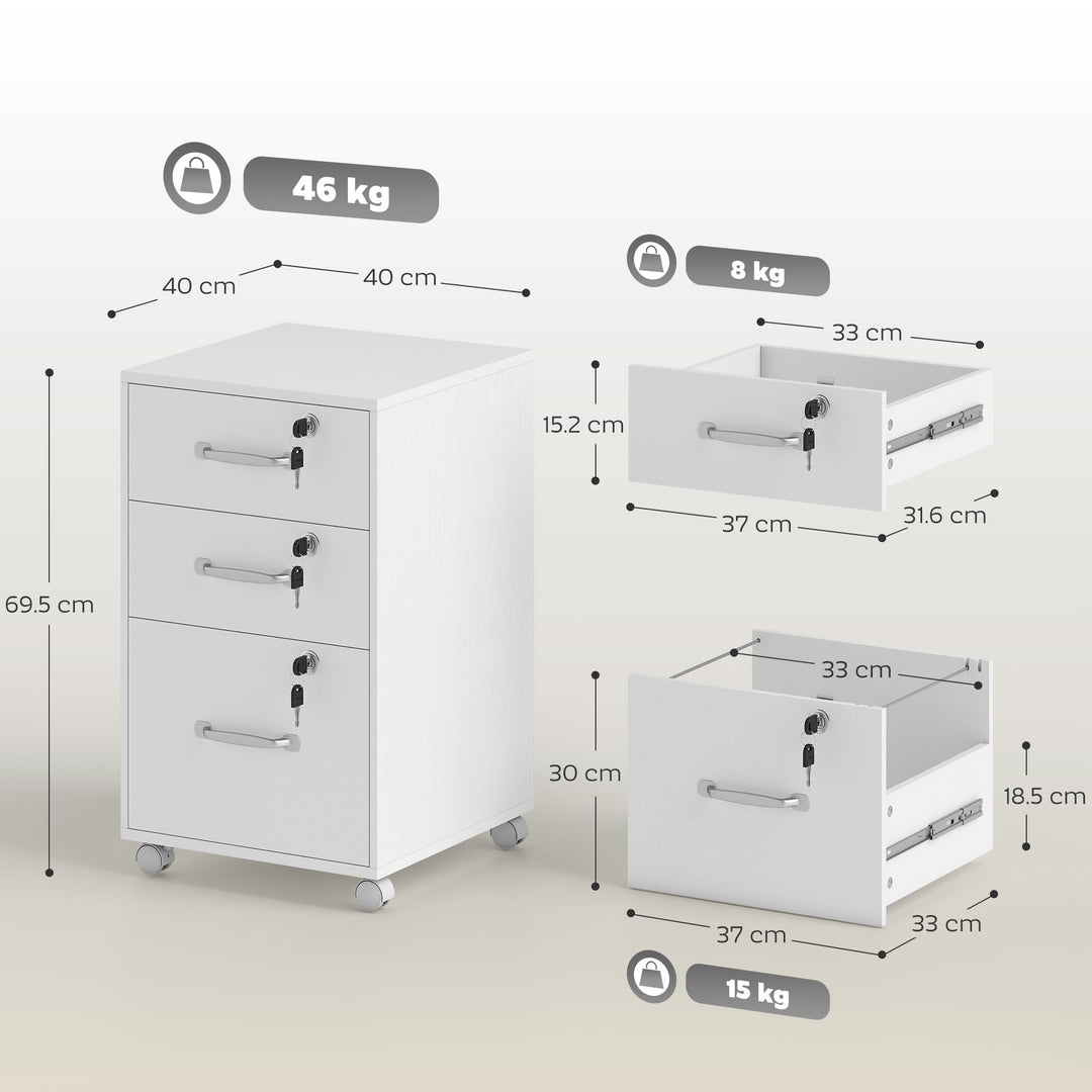 Three Drawer Wood-Effect Filing Cabinet
