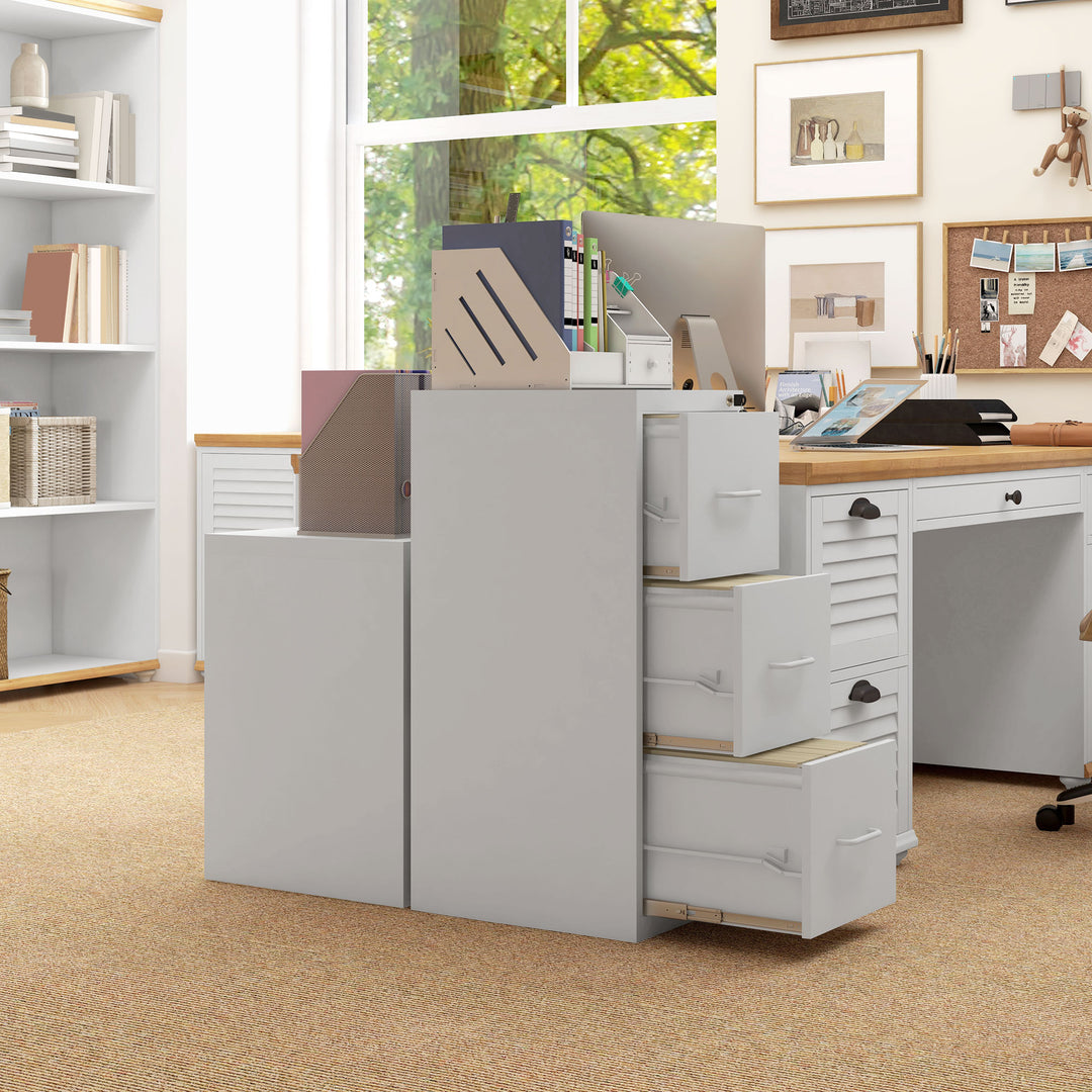 Three-Drawer Modern Steel Filing Cabinet - Cream