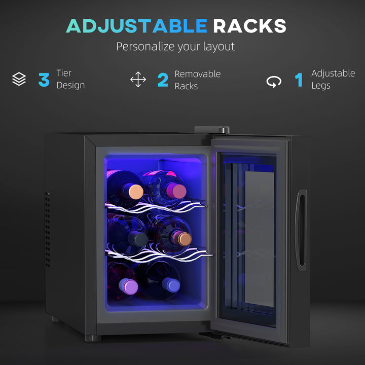 Six Bottle 8-18℃ Countertop Wine Fridge - Black