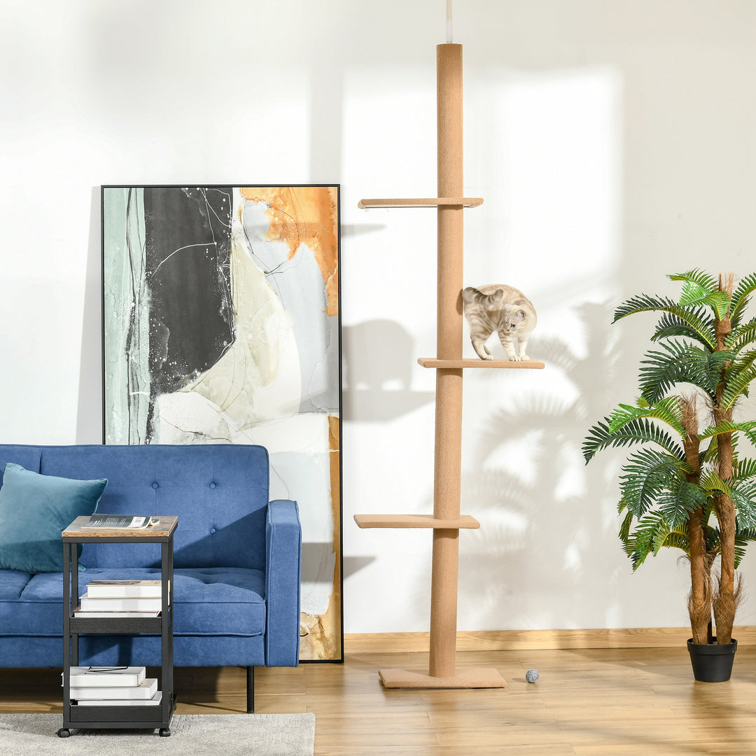 MCL 260cm Floor To Ceiling Cat Tree for Indoor Cats w/ Three Platforms Activity Centre - Brown