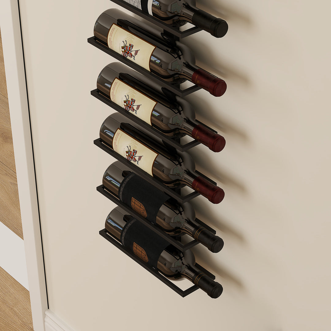 10-Tier Wall Mount Wine Rack, Steel Wall Wine Rack for 10 Wine Bottles, Wall Wine Display Rack for Kitchen, Dining Room, Home Bar, Black
