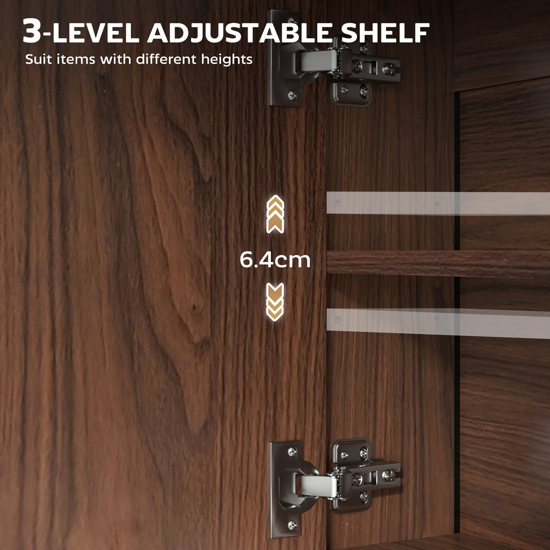 Bathroom Mirror Cabinet with Soft-Close Doors and Adjustable Shelf - Natural Wood Finish