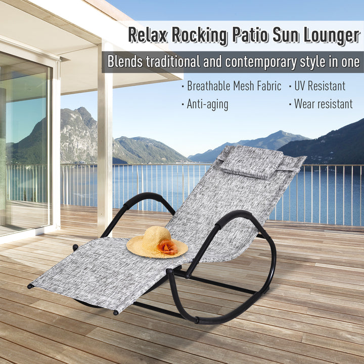 Steel Frame Zero Gravity Rocking Lounge Chair w/ Pillow Grey