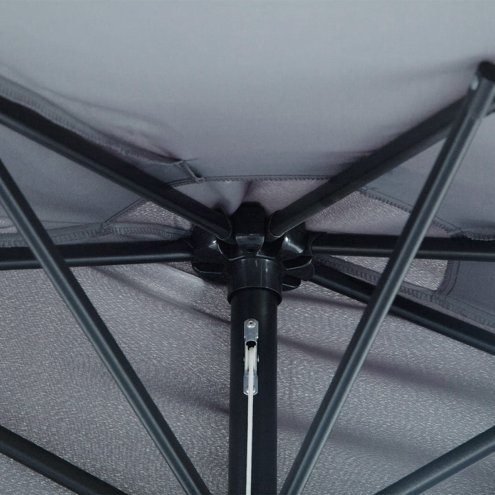 MCL 2.7m Garden Half Parasol, Outdoor Balcony Umbrella with 5 Steel Ribs, Patio Sun Shade, Grey