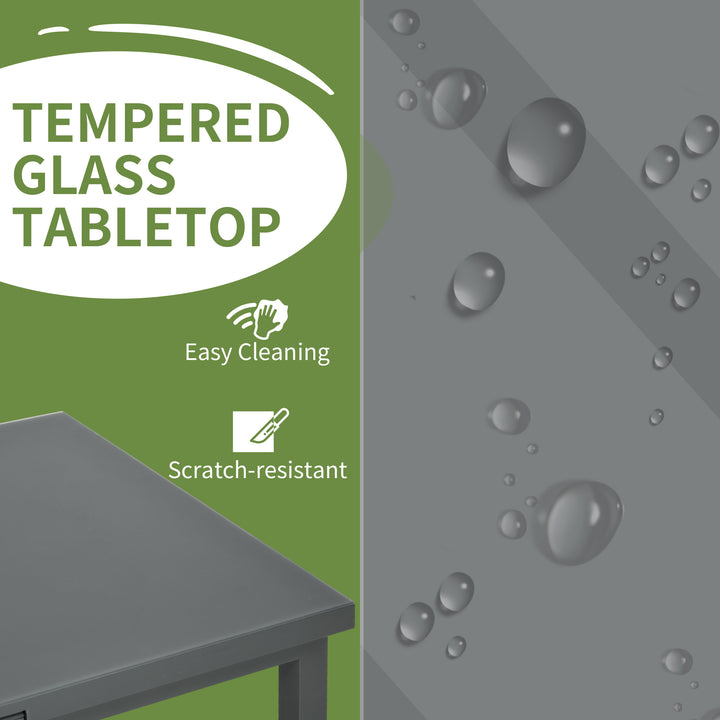 Aluminium Garden Table for 6-8, 246 cm Extending Outdoor Dining Table Rectangle for Patio, Balcony - Charcoal Grey
