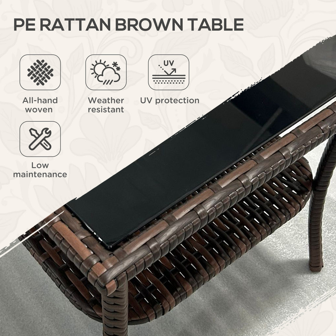 Two-tier PE Rattan Square Coffee Table - Brown