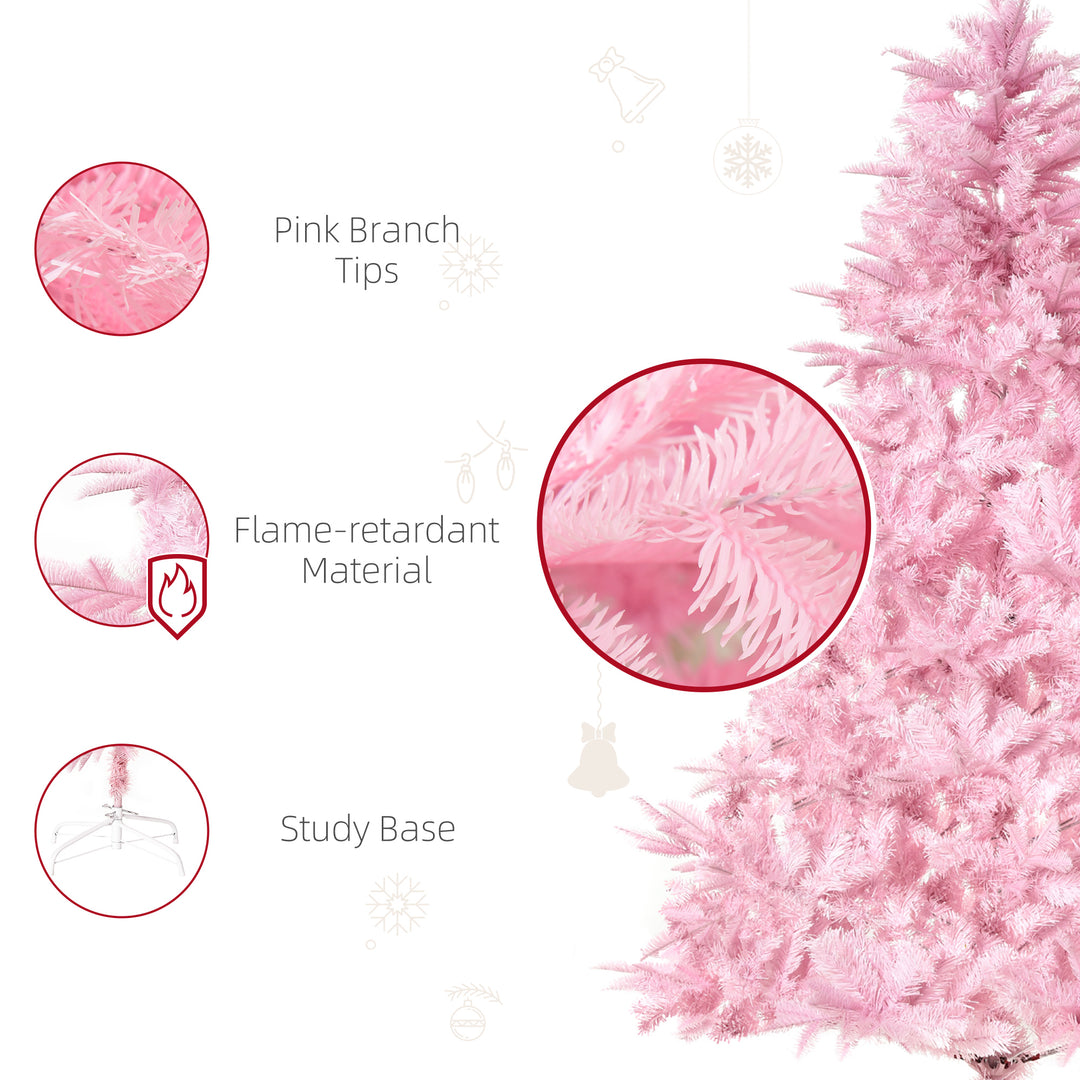 HOMCOM 5FT Pop-up Artificial Christmas Tree Holiday Xmas Holiday Tree Decoration with Automatic Open for Home Party, Pink | Aosom UK