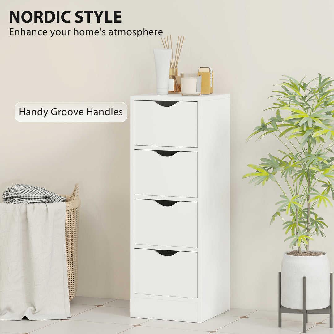 4-Drawer Bathroom Cabinet, Freestanding Narrow Storage Cabinet with Gr