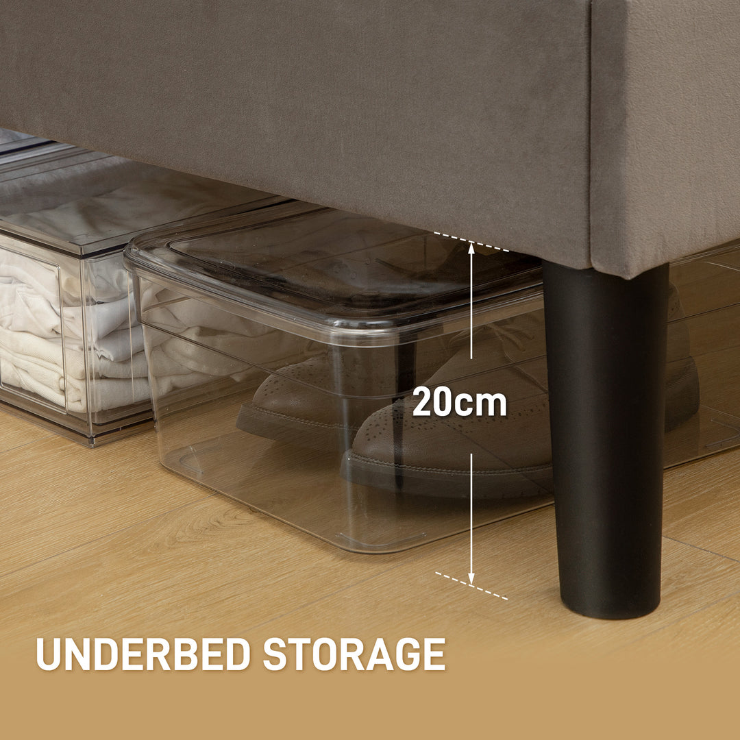 MCL Double Bed Frame, with Velvet-Feel Headboard - Grey