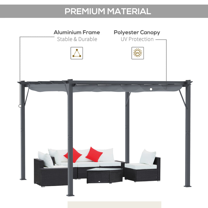 3 x 3 m Aluminum Gazebo, with Retractable Roof - Grey