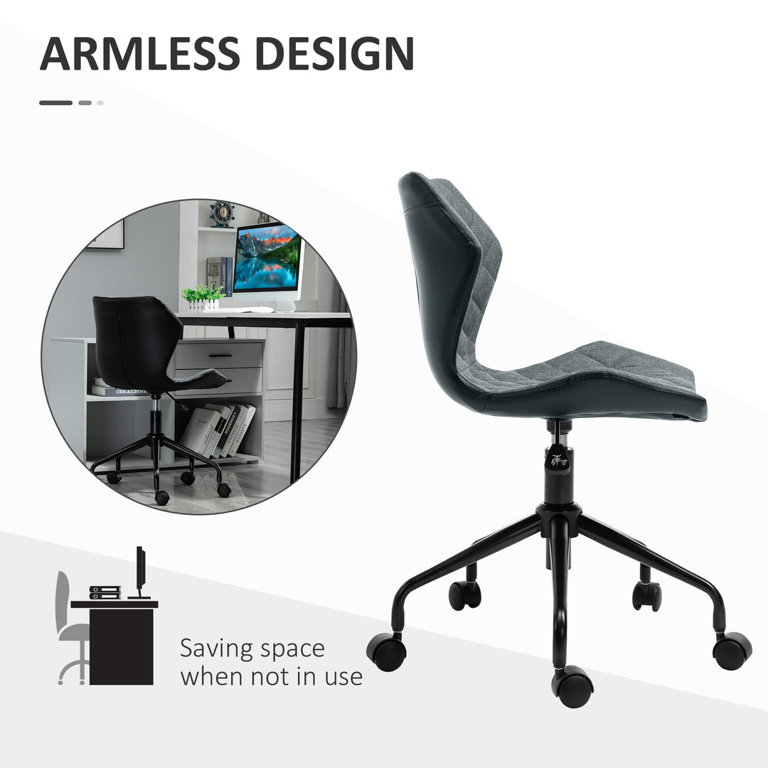 Office Computer Desk Chair, Swivel Task Chair no Arms, Fabric Study Chair with Adjustable Height and Rolling Wheels for Home Work, Grey