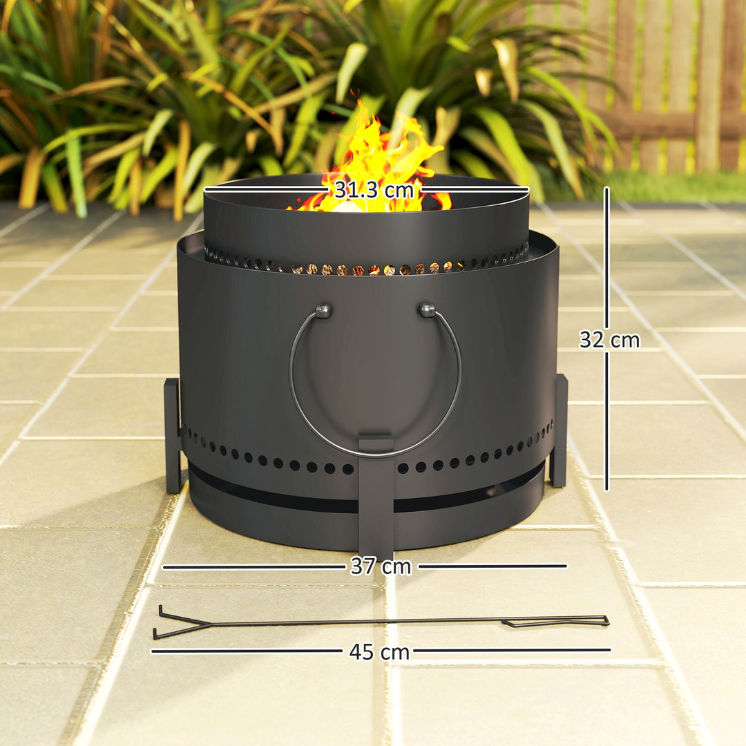 Smokeless Fire Pit with Ash Catcher, 37cm Portable Wood Burning Firepi
