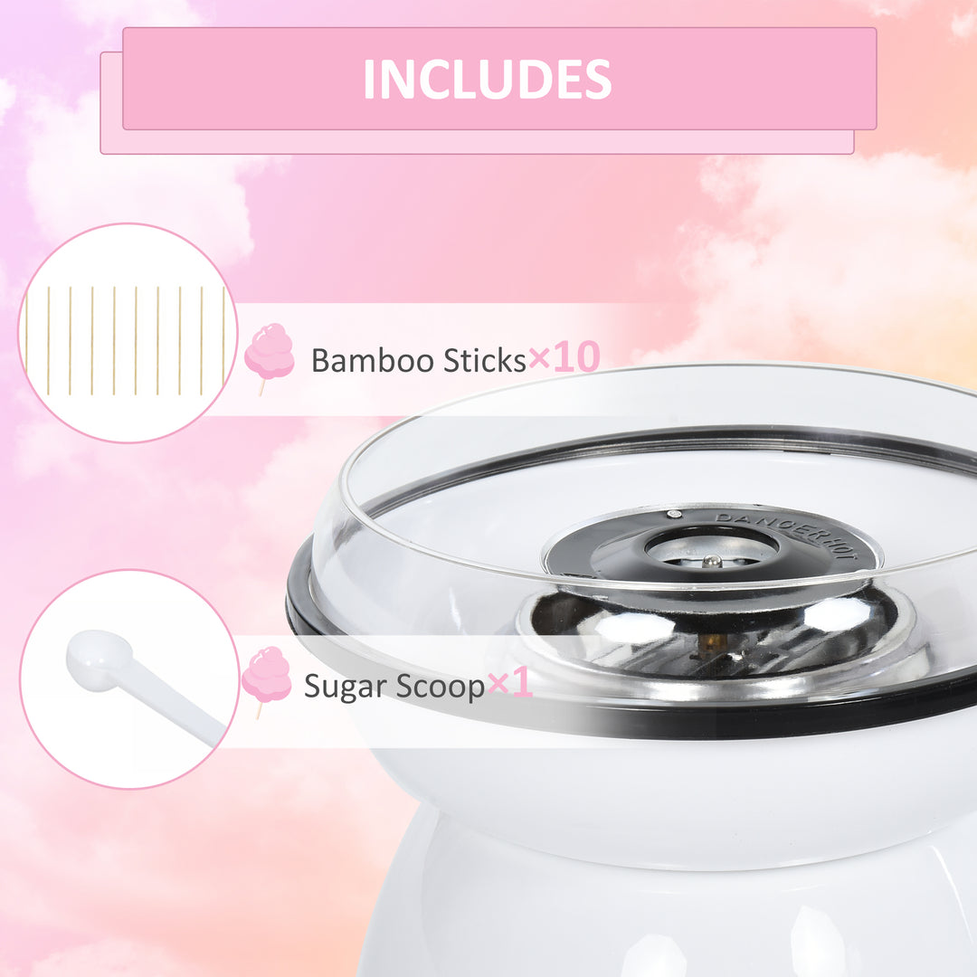 MCL 450W Candy Floss Machine, Professional Automatic Cotton Candy Sweet Machine with Candyfloss Sticks, Spoon, Splash Guard, Non-Slip Base for Birthday Christmas Wedding Party, Funfair Style, White