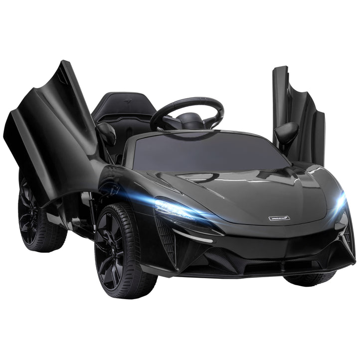 HOMCOM McLaren Licensed Electric Ride On Car for Kids, 12V with Butterfly Doors, Remote Control, Horn, Headlights, MP3, Black | Aosom UK