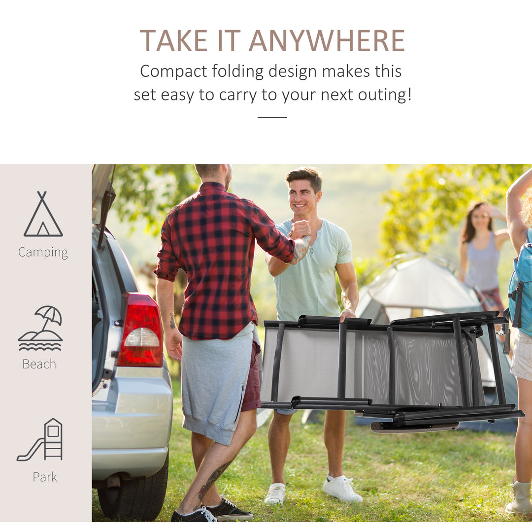 MCL Outdoor Folding Sun Lounger, 5-Position Adjustable Chaise Lounge Chair with Aluminium Frame for Patio, Pool and Garden, Brown