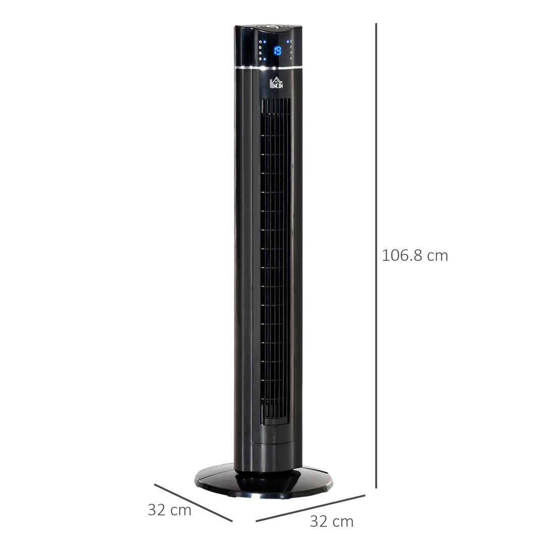 42" Anion Tower Fan Cooling for Bedroom with 3 Speed, 3 Modes, 8h Timer, Oscillating, LED Panel, Remote Controller, Black
