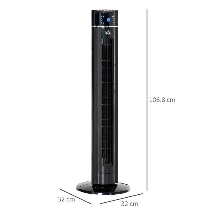 42" Anion Tower Fan Cooling for Bedroom with 3 Speed, 3 Modes, 8h Timer, Oscillating, LED Panel, Remote Controller, Black
