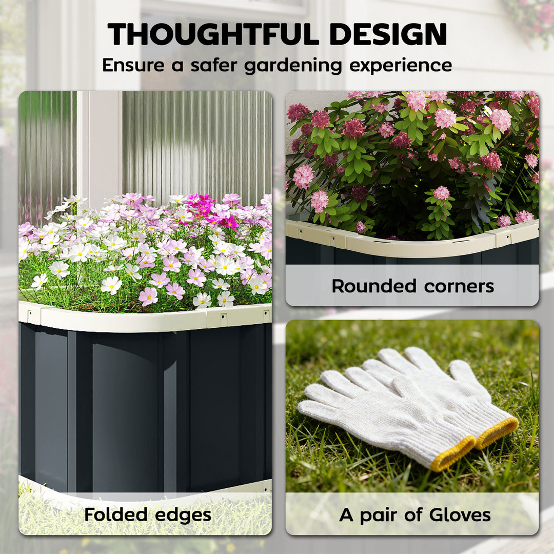 Galvanised Raised Garden Bed, 4.5 x 2 x 1 ft Metal Planter with Gloves