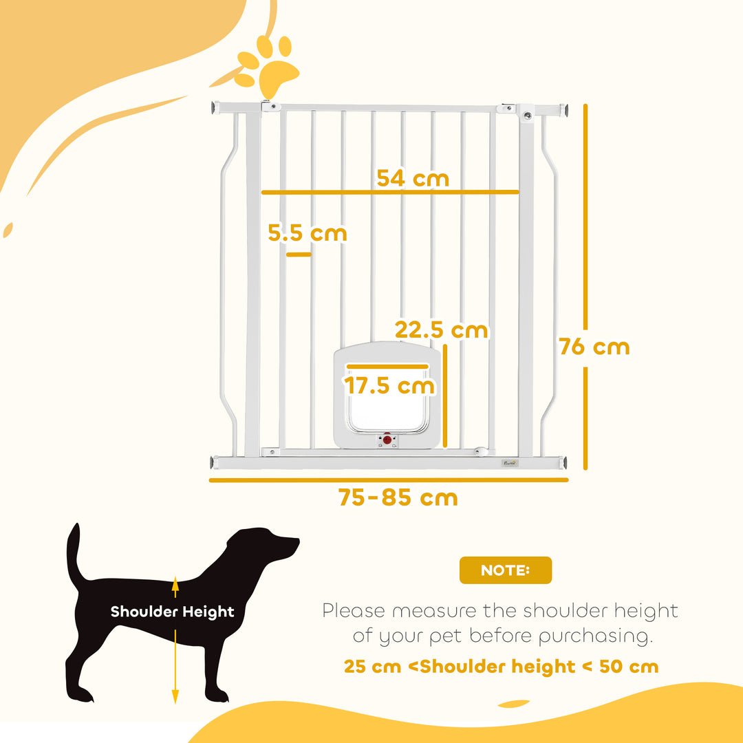 Adjustable Pet Gate with Cat Door, Pressure Fit Barrier for Doorway an
