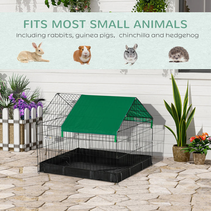 Rabbit Cage Guinea Pig Playpen Small Animal House for Kitties Puppies, w/ Water Proof Oxford Roof Floor 90 x 75 x 75 cm