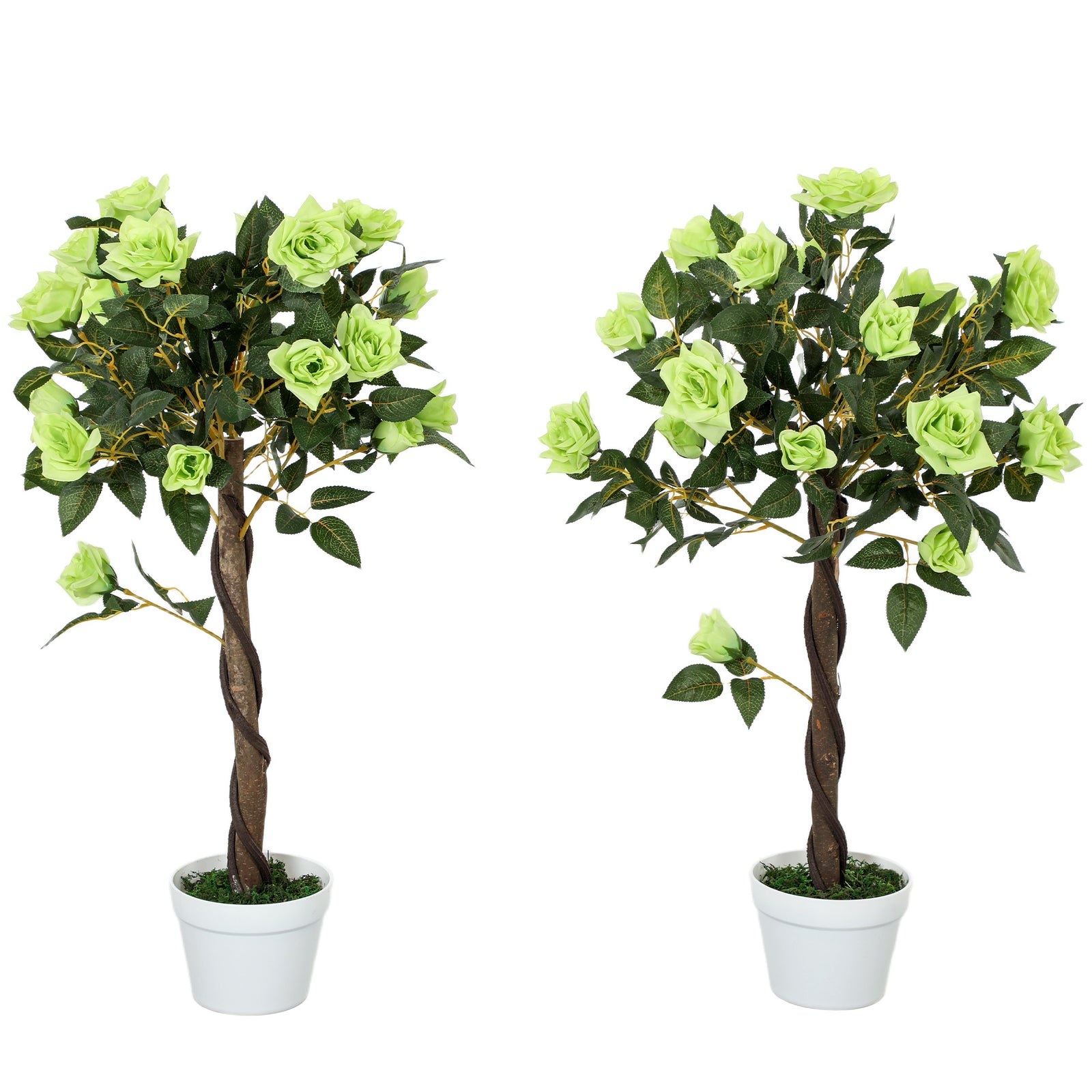 Set of Two Faux Rose Trees - Green