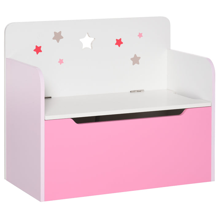 MCL Kids Wooden Toy Box Children Storage Chest Bench Organiser Safety Hinge Bedroom Playroom Furniture Pink