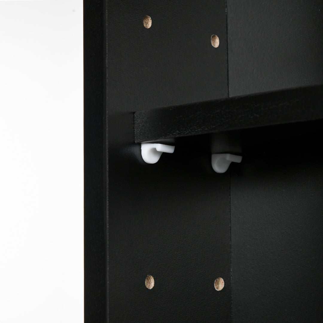 MCL 5-Tier Wall Display Shelf Unit Cabinet w/ 4 Adjustable Shelves Glass Doors Home Office Ornaments 60x80cm Black