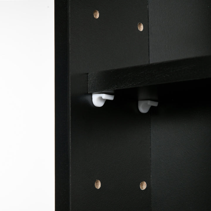 MCL 5-Tier Wall Display Shelf Unit Cabinet w/ 4 Adjustable Shelves Glass Doors Home Office Ornaments 60x80cm Black