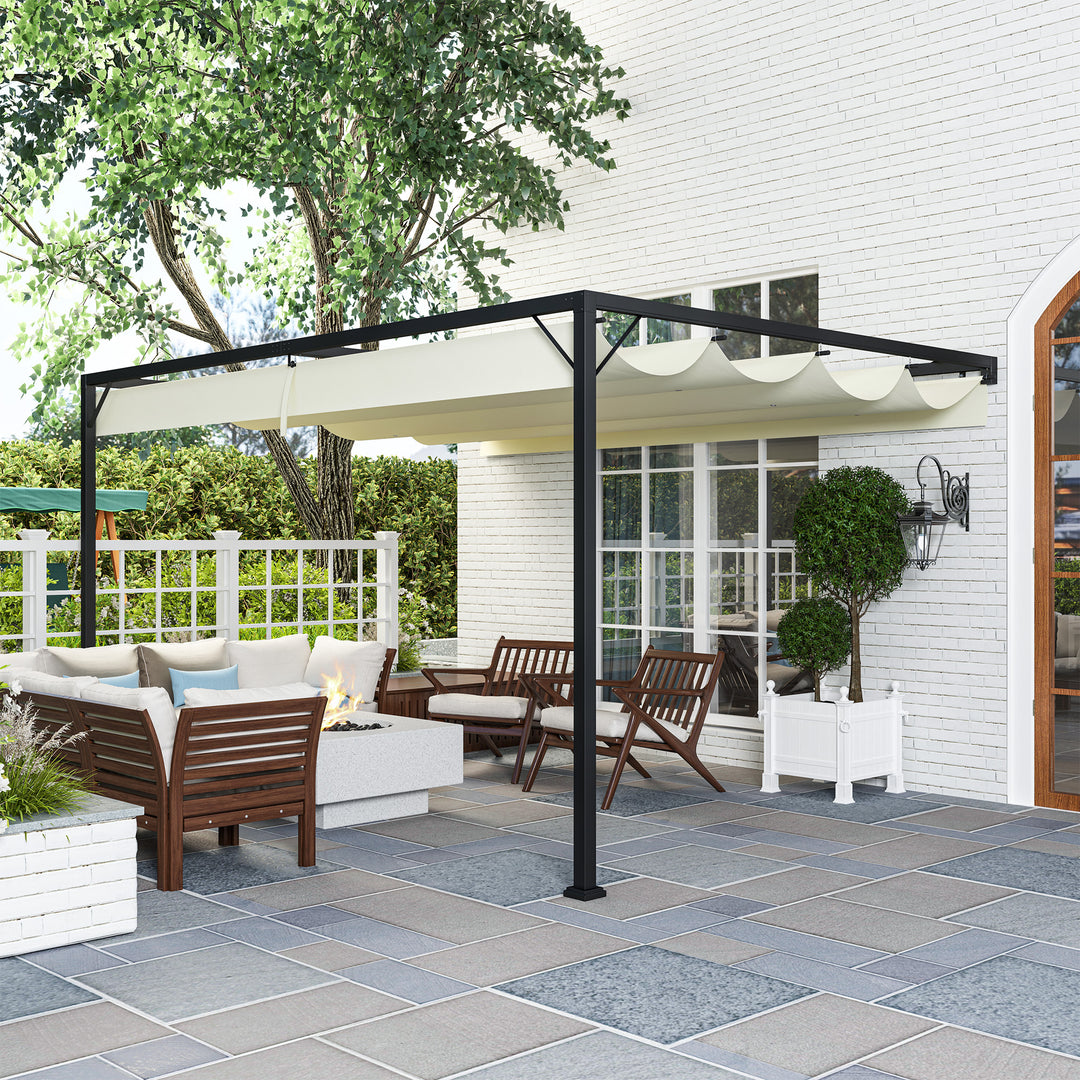 4 x 3 m Pergola, with Sliding Canopy - Cream