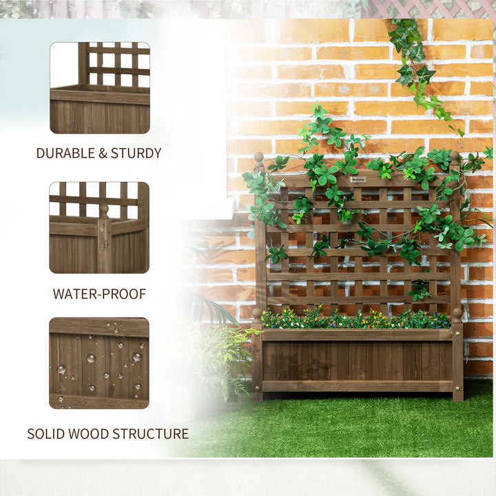Garden Planters with Trellis for Climbing Vines, Wood Raised Beds for Garden, Flower Pot, Indoor Outdoor, Brown