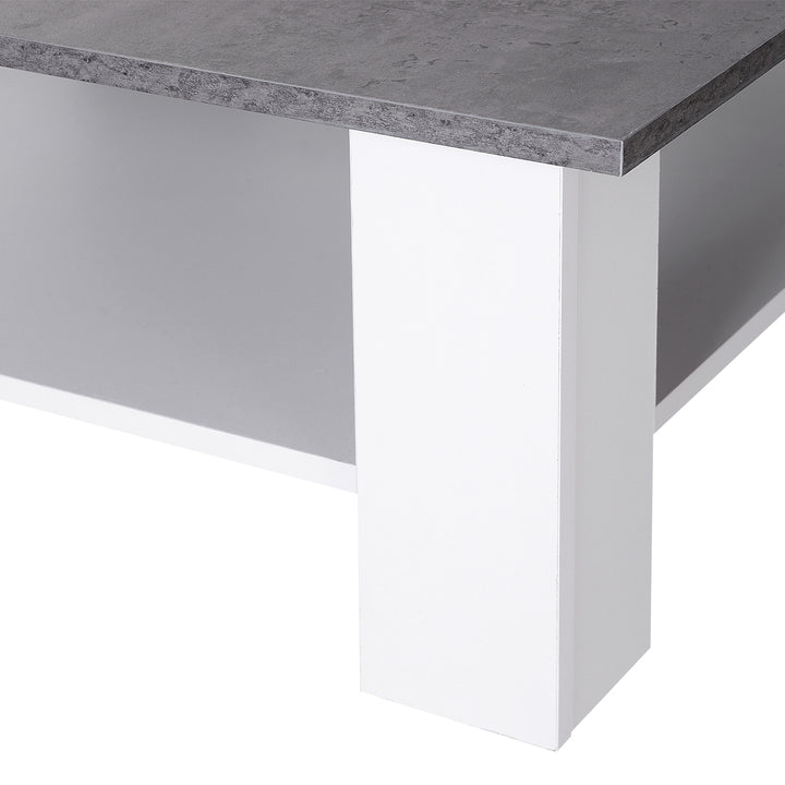 Square Coffee Table, Wooden Coffee Table with Storage, Cocktail Center Tea Table for Home Office, 80W x 80D x 31.5Hcm, Grey and White