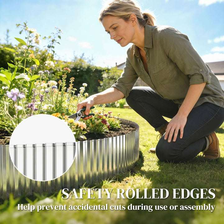 Metal Garden Edging Border, 8 in x 21.3 ft Corrugated Heavy Duty Galva