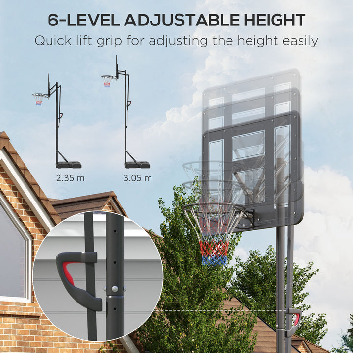 SPORTNOW Height Adjustable Basketball System, Freestanding Basketball Hoop and Stand w/ Wheels, 2.35-3.05M